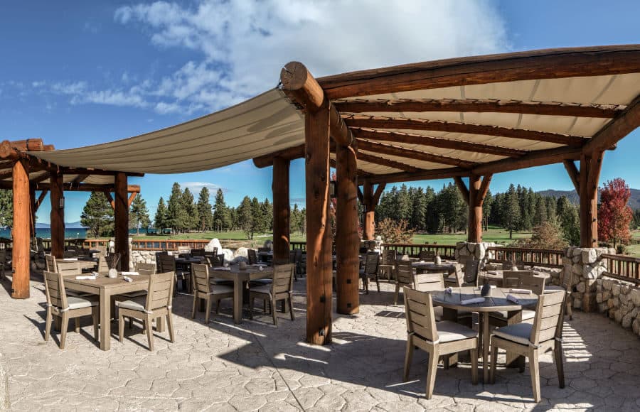 Hole 7 at Edgewood Tahoe with pond and mountain backdrop Hole 7 at Edgewood Tahoe with pond and mountain backdrop