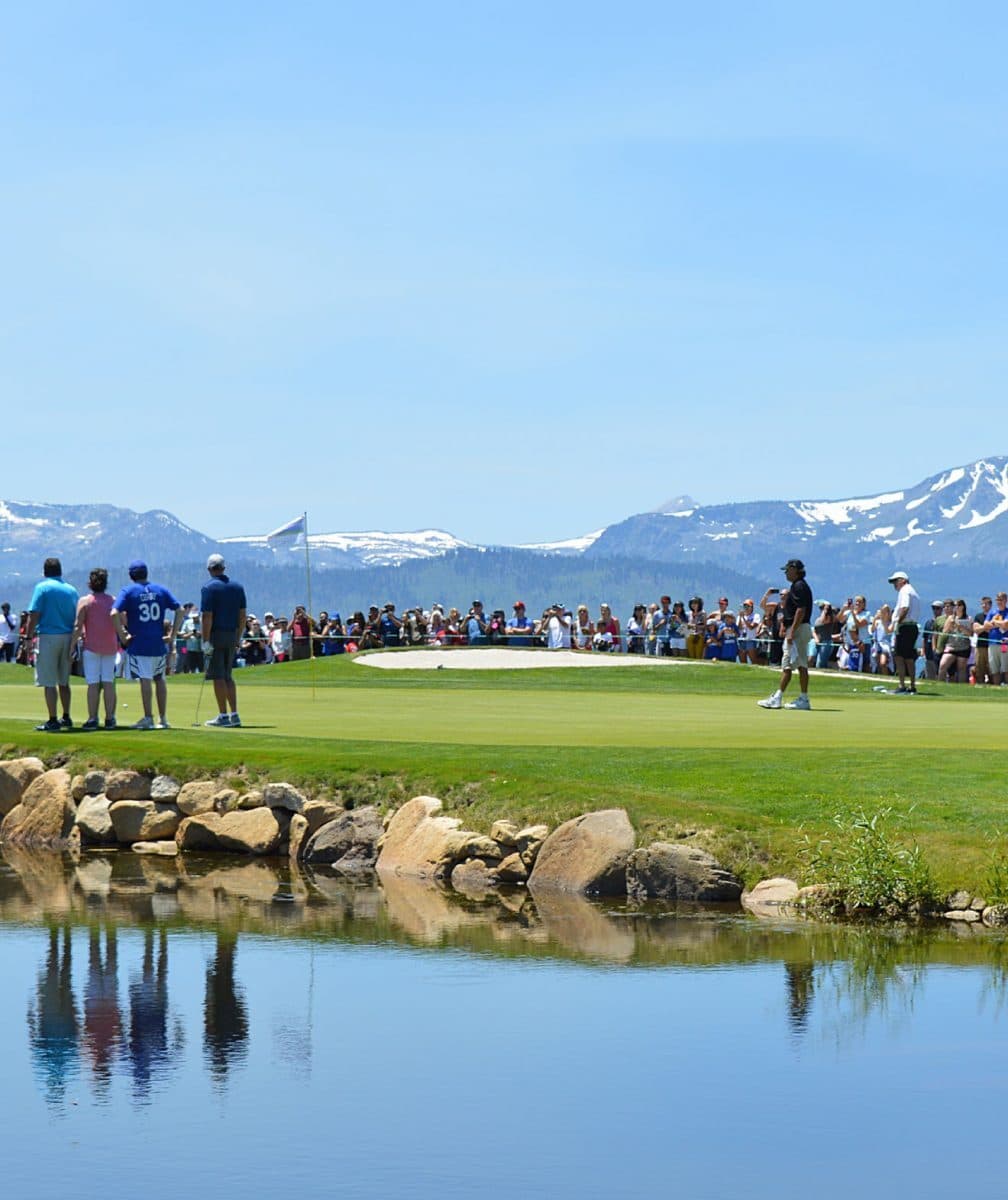 Tournament gallery at Edgewood Tahoe overlooking course Tournament gallery at Edgewood Tahoe overlooking course
