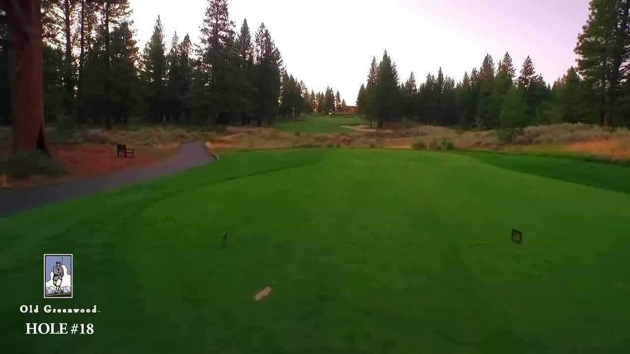 Hole 18 finishing at Old Greenwood — closing green with clubhouse backdrop Hole 18 finishing at Old Greenwood — closing green with clubhouse backdrop