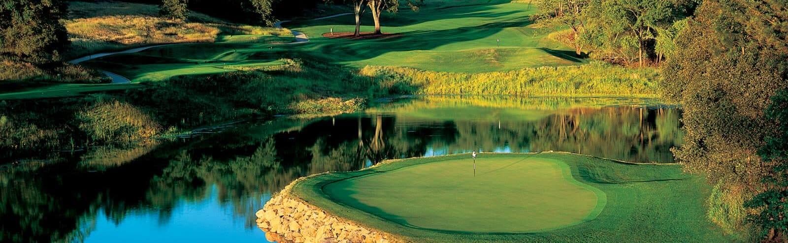 Hole 15 at Winchester Country Club with green complex Hole 15 at Winchester Country Club with green complex