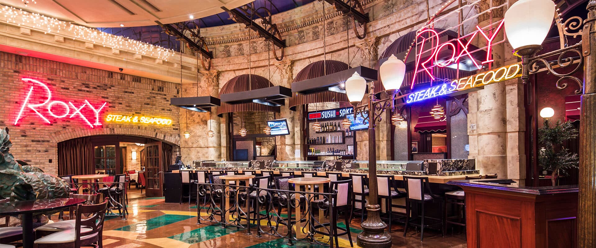 Roxy restaurant exterior with neon signage at Eldorado Reno