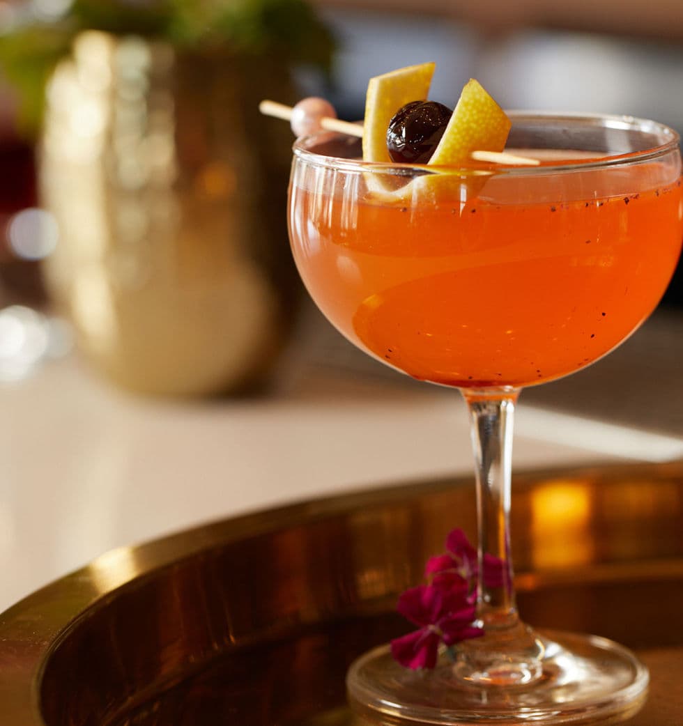 The Emerson Reno patio seating with string lighting