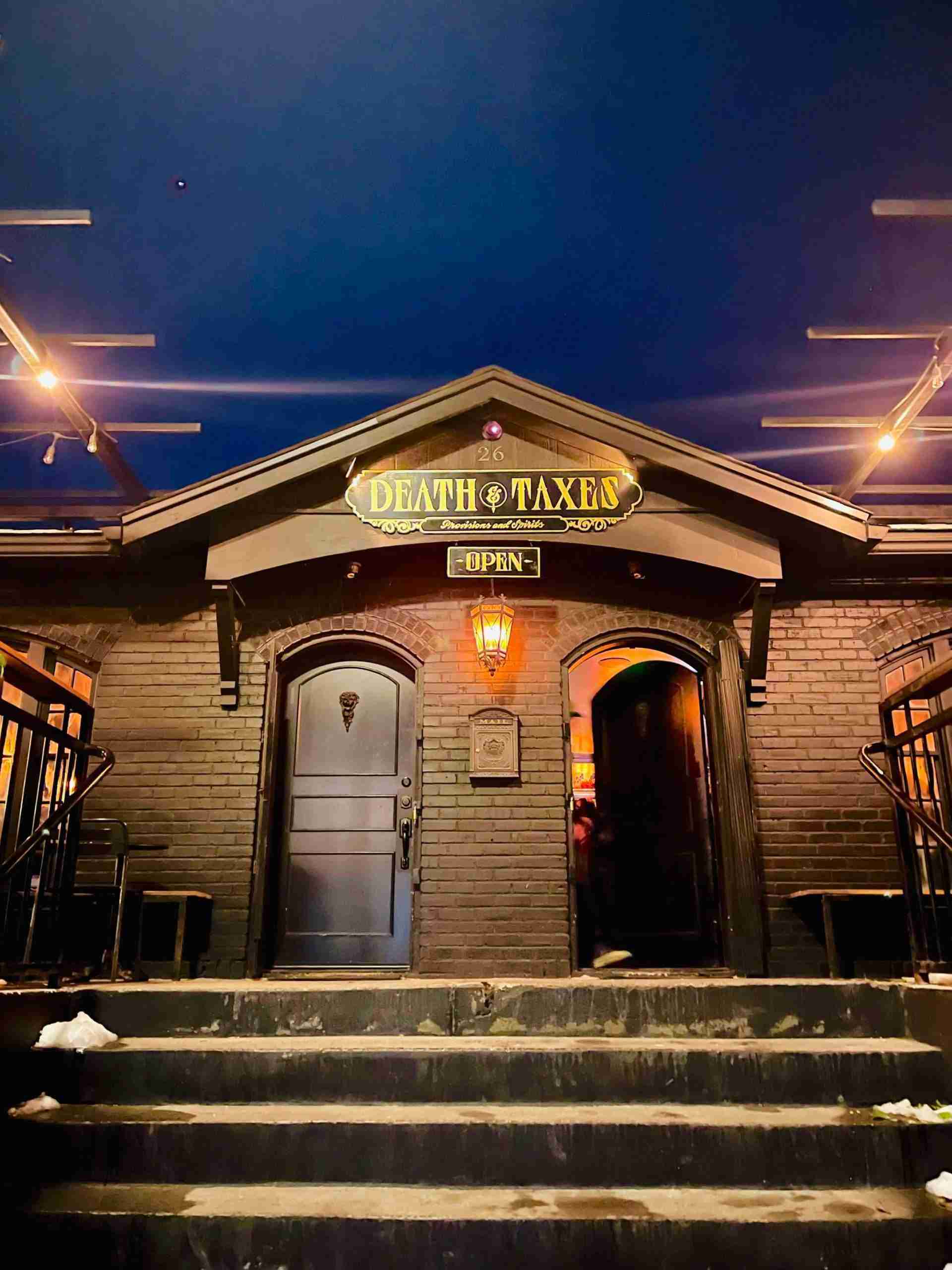 Death & Taxes — bar seating and cocktails