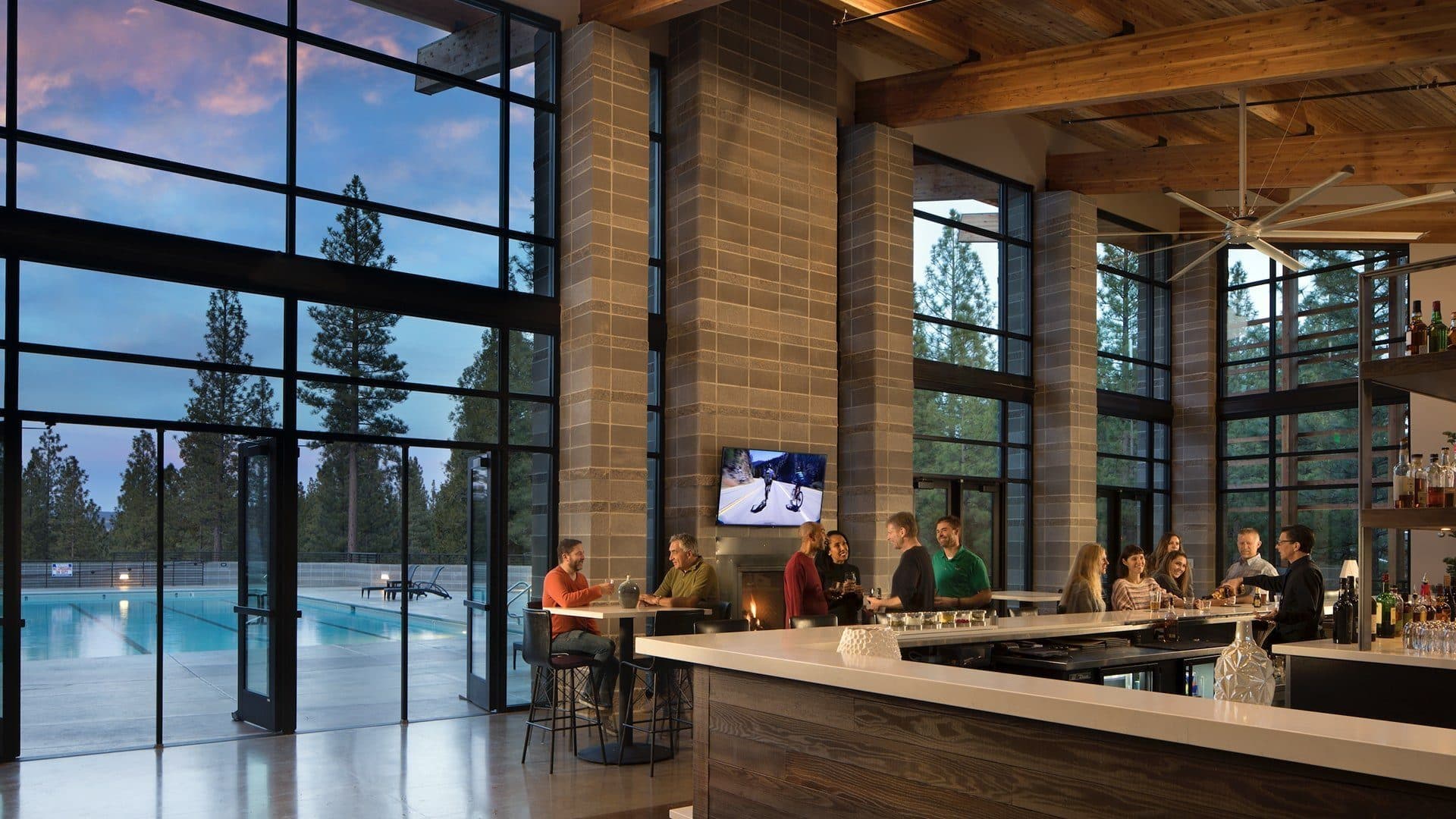 Middle Fork Bistro at Altitude at Nakoma — modern bar with floor-to-ceiling windows