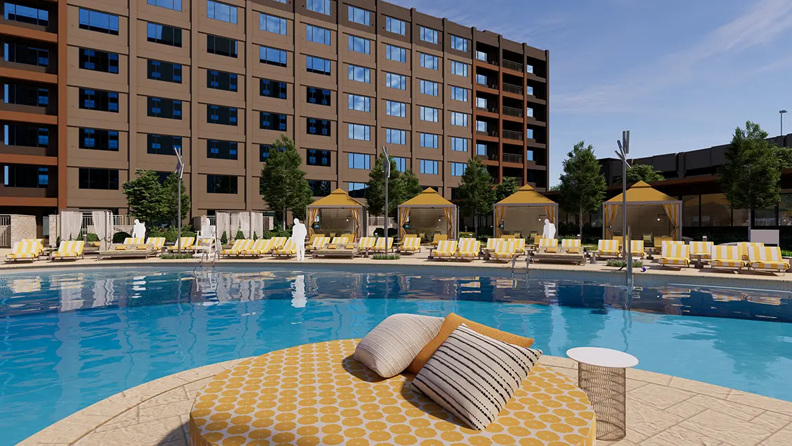 Casino floor at Golden Nugget Lake Tahoe with gaming tables and neon lighting