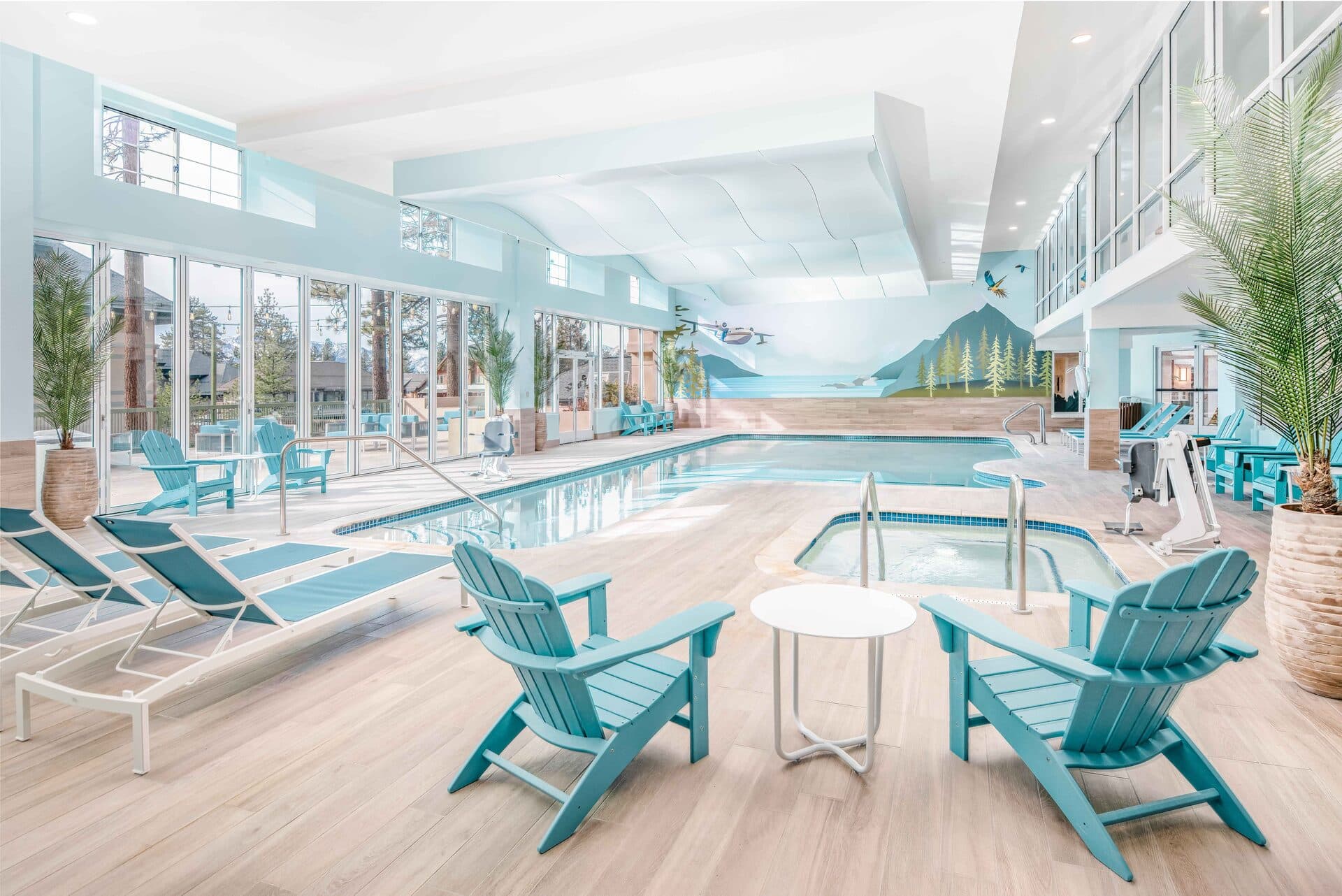 Indoor heated swimming pool at Lake Tahoe Resort Hotel / Margaritaville Resort