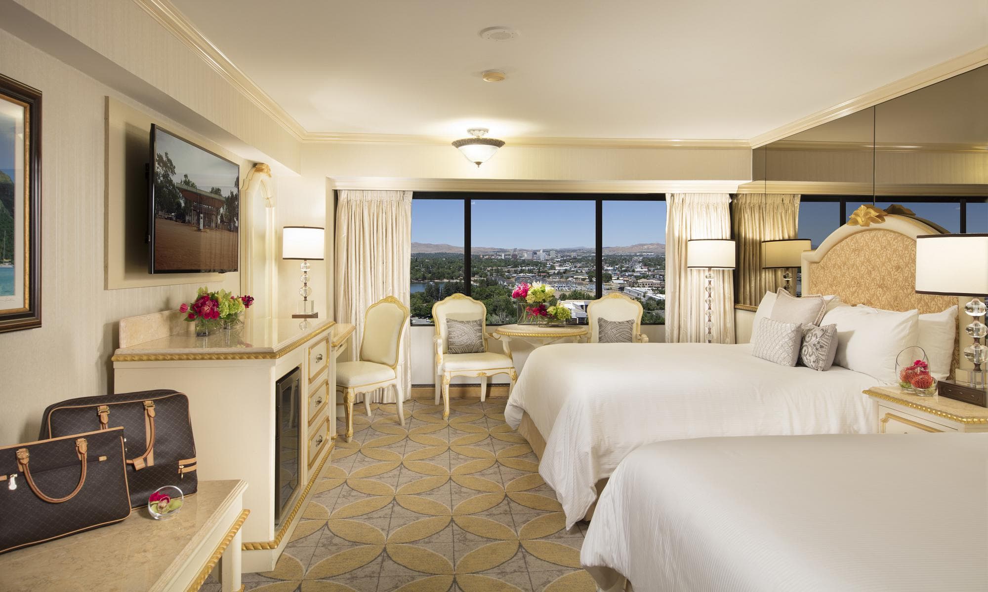 Peppermill Luxury Suite at Peppermill Resort Spa Casino — guest room with upscale furnishings and contemporary decor